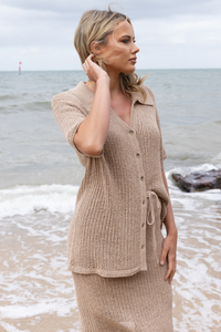 Two T's Tape Yarn Knit Shirt Sand