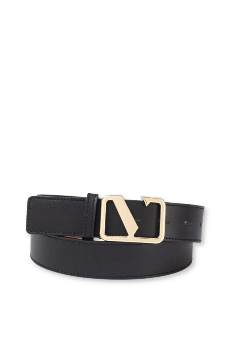 Vestirsi Victoria Smooth Leather Belt Black, gold hardware