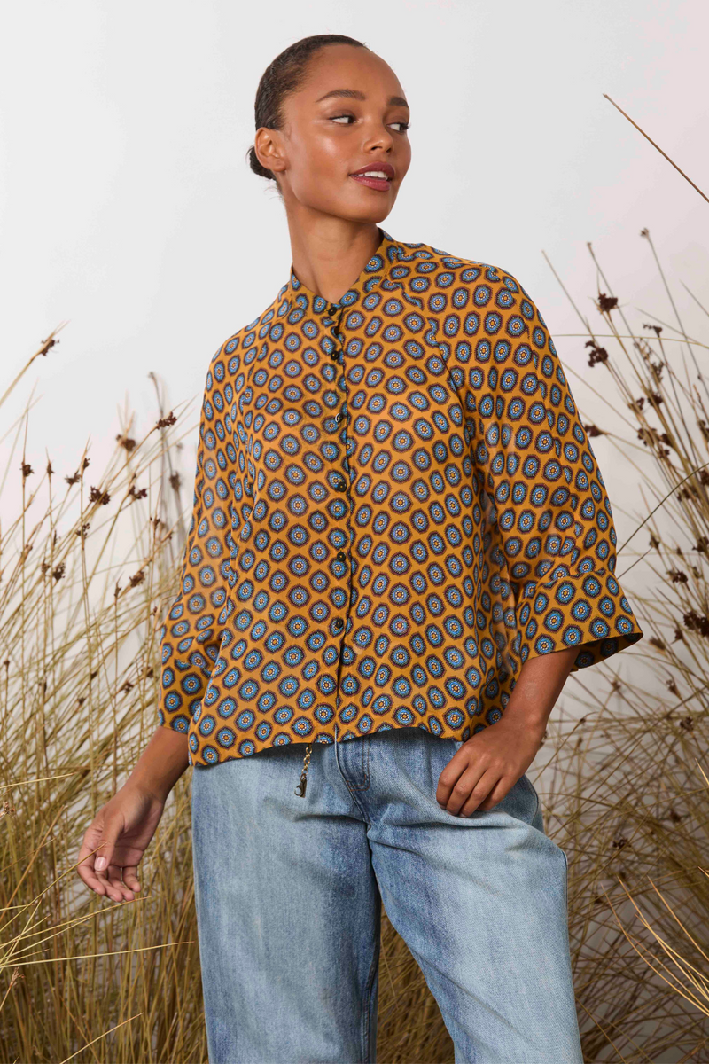M.A.Dainty Sammy Shirt Orange Blue Retro