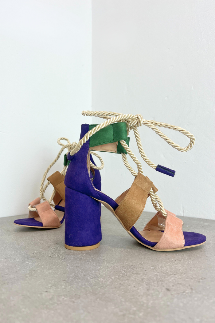 Atix Suede Block Heel Purple Multi