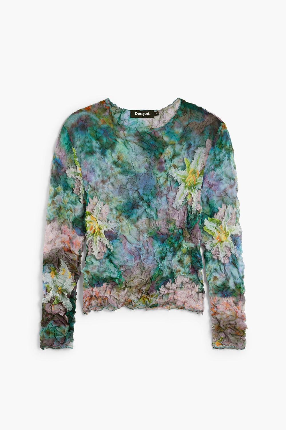 Desigual Floral Textured Top Blue