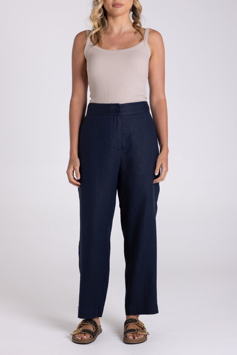 Two T's 7/8 Linen Pant French Navy