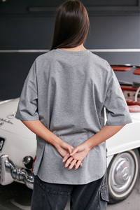 M.A.Dainty Peony Top Grey Marle
