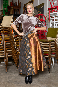 M.A.Dainty Parted Skirt Multi Brocade