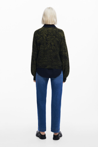 Desigual Arty Print Sweater Khaki