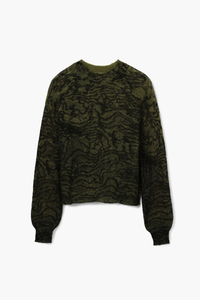 Desigual Arty Print Sweater Khaki