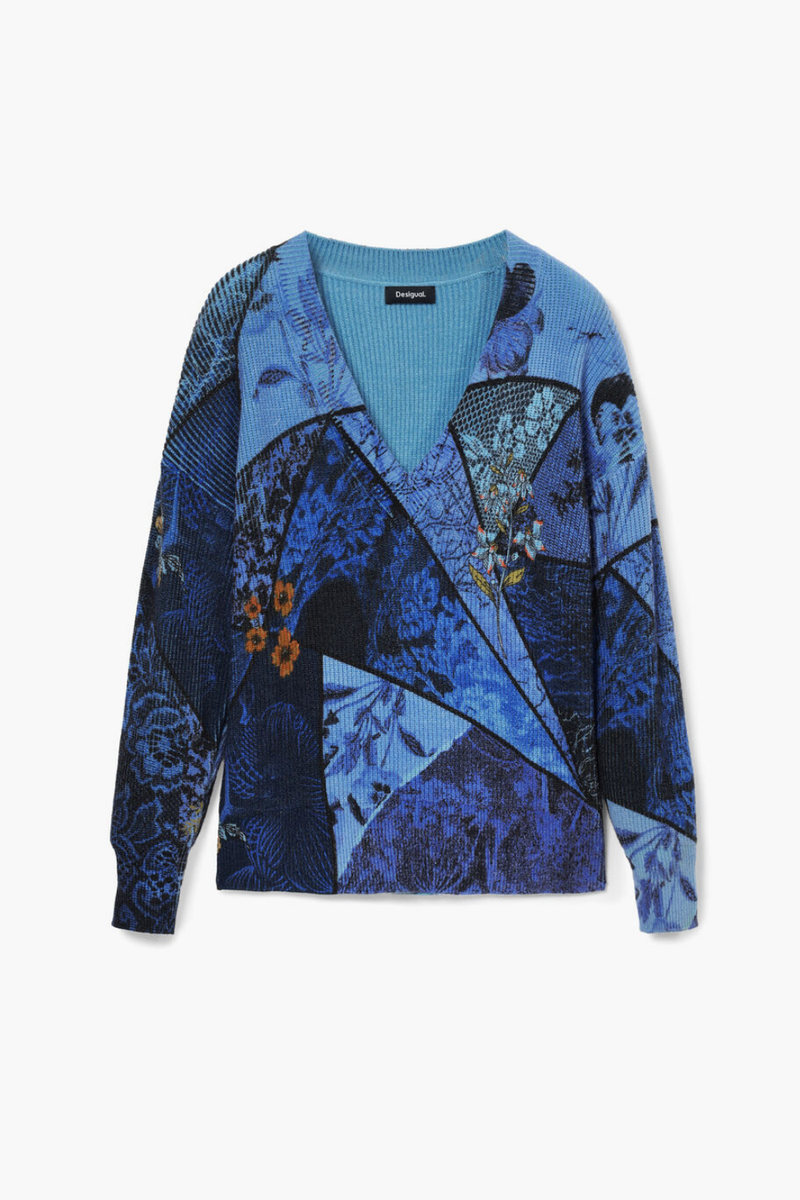 Desigual Arty Print Sweater Marino