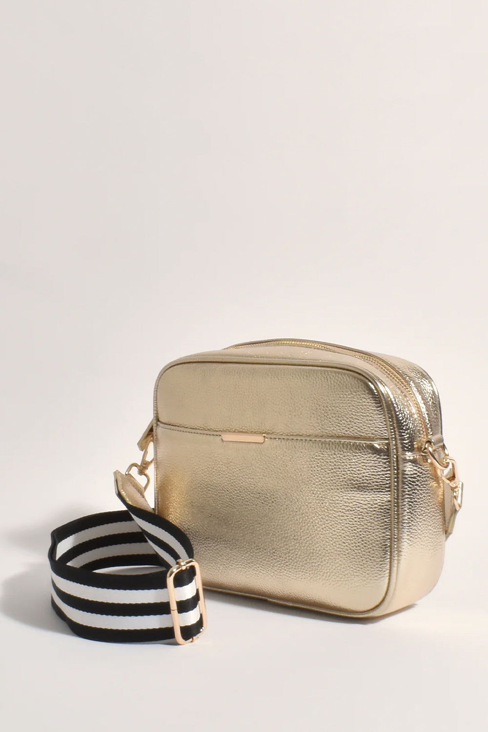Adorne Bianca Web Pocket Camera Bag Gold/Stripe