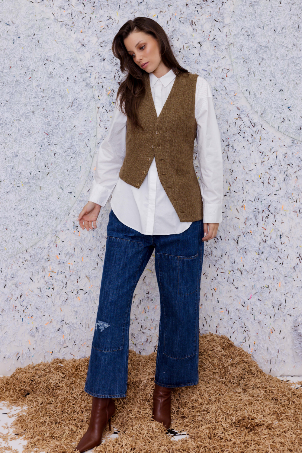 M.A.Dainty Axis Vest Denim Tweed