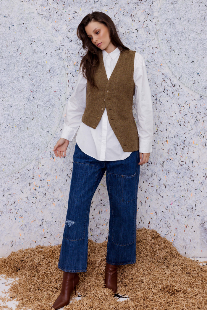 M.A.Dainty Axis Vest Denim Tweed