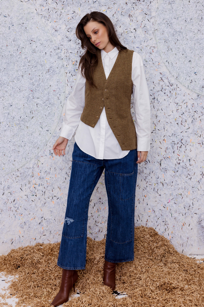 M.A.Dainty Axis Vest Denim Tweed