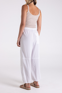 Two T's Crinkle Cargo Pant White