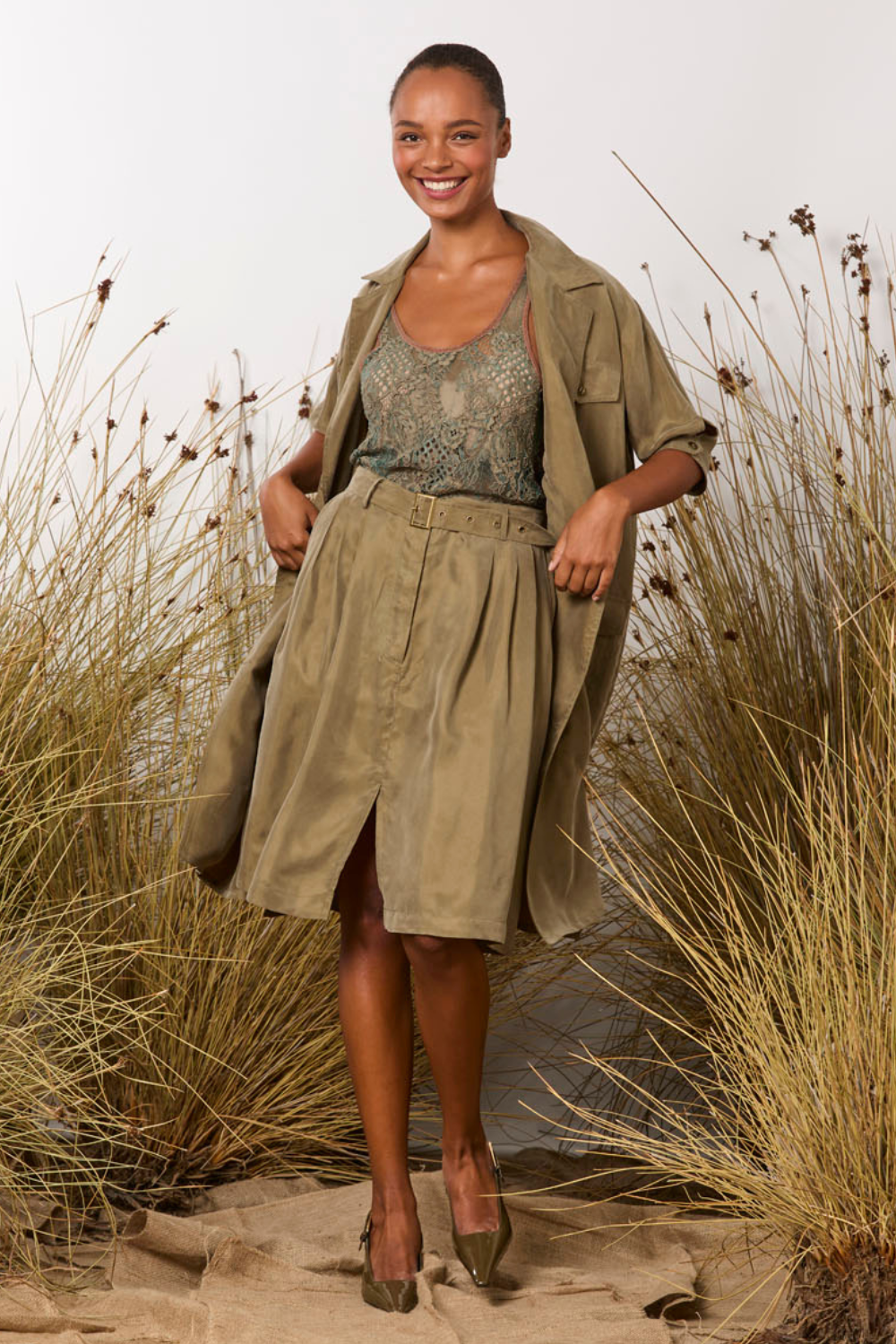 M.A.Dainty Cassie Skirt Army