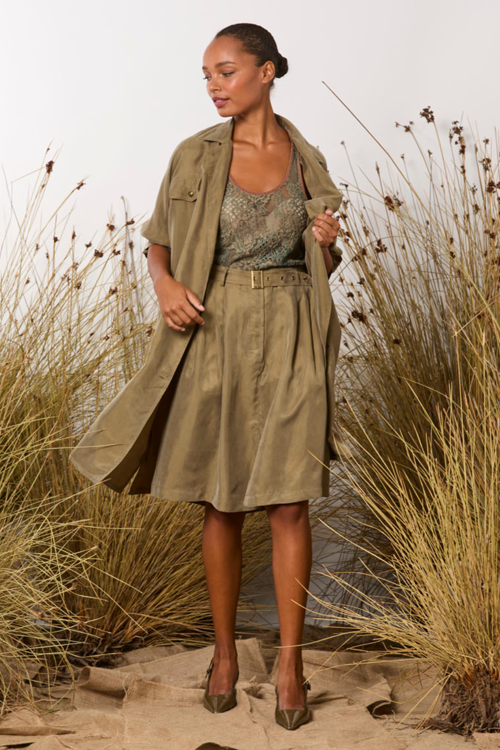 M.A.Dainty Cassie Skirt Army
