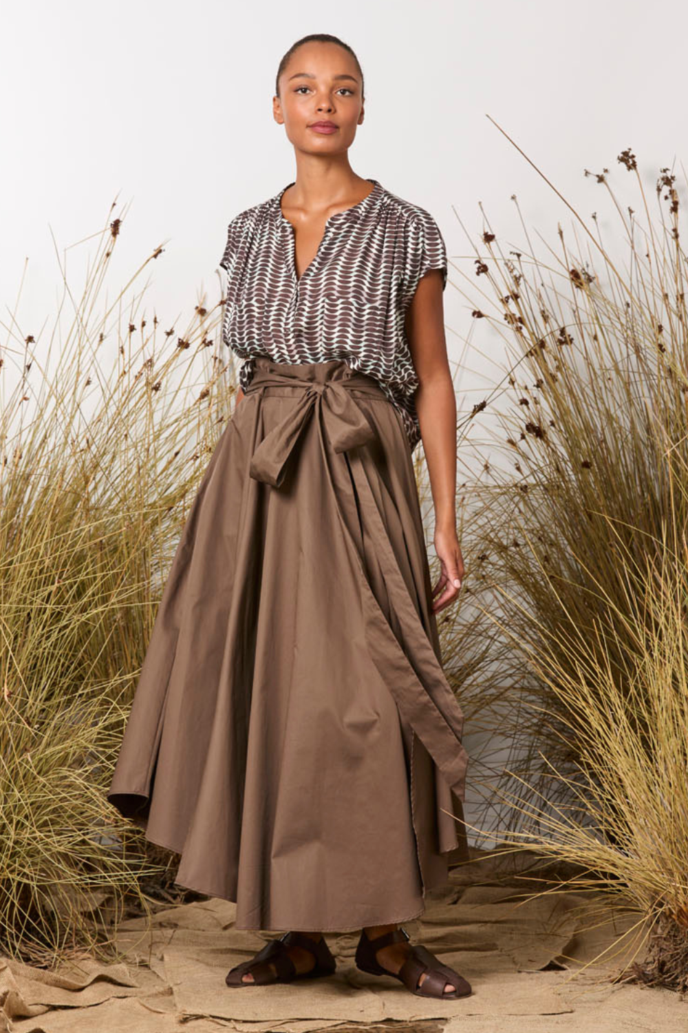 M.A.Dainty Celebrations Shirt Blue Brown Retro