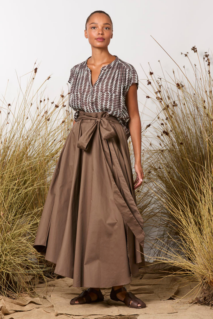 M.A.Dainty Celebrations Shirt Blue Brown Retro
