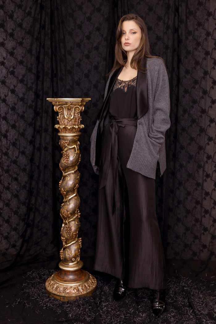 M.A.Dainty Chrisse Cardigan Slate Black Trim