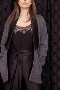 M.A.Dainty Chrisse Cardigan Slate Black Trim
