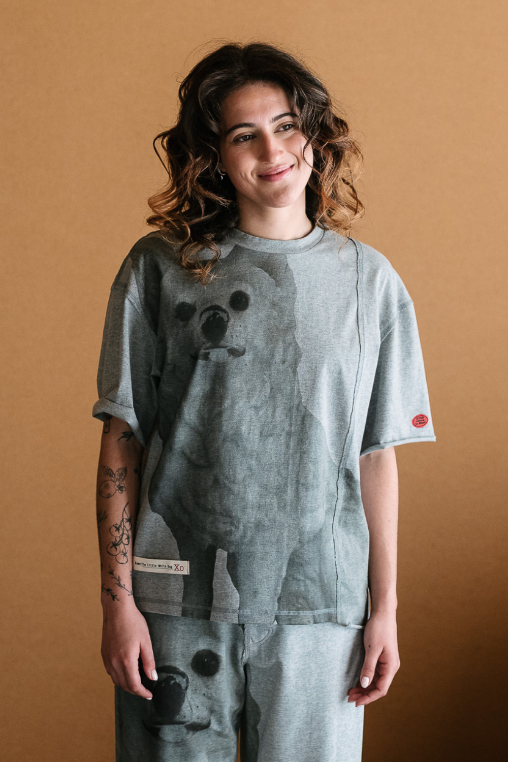 Circular by Maud Alice Dainty Patch T-Shirt White Dog Grey Pre-Order