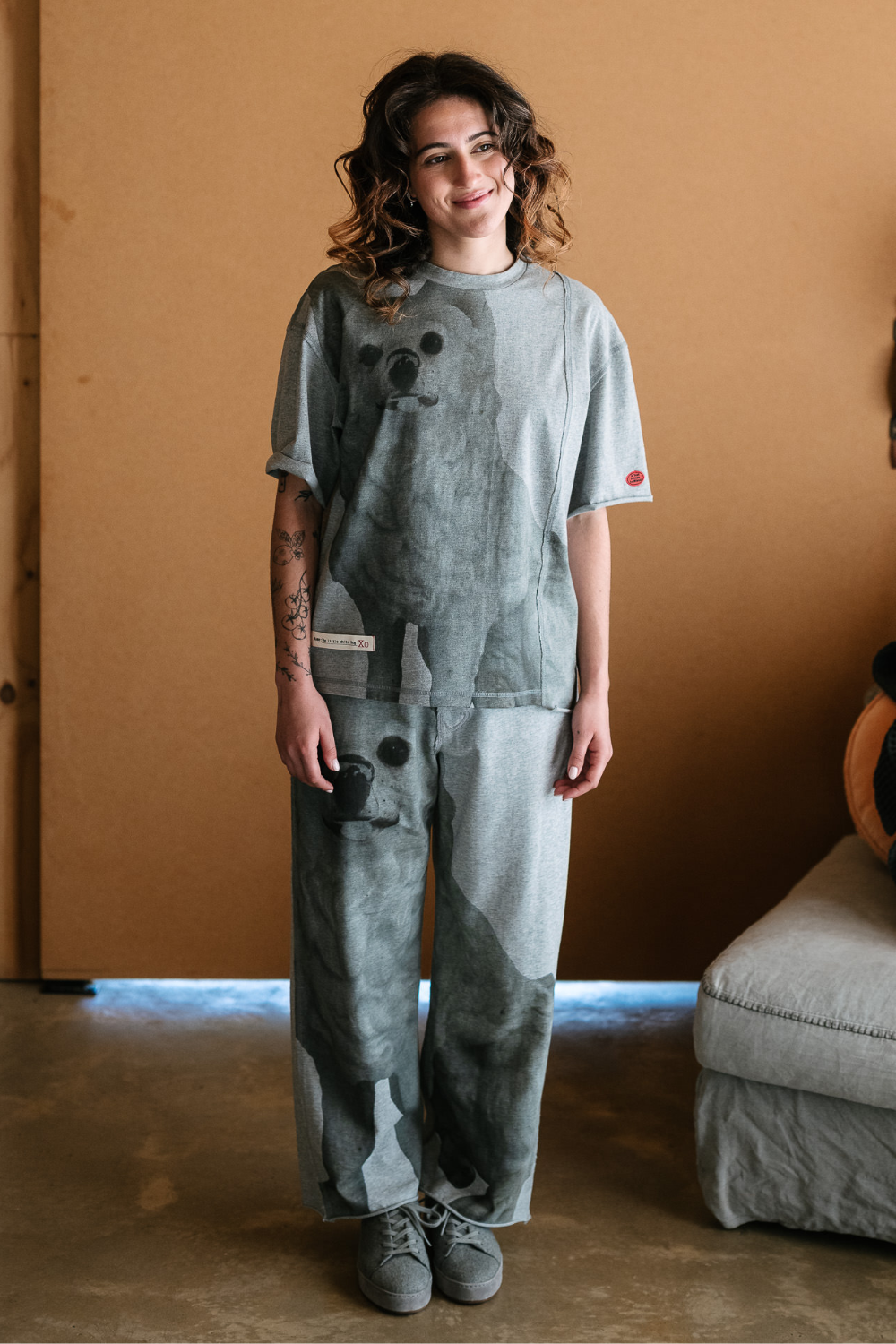 Circular by Maud Alice Dainty Patch T-Shirt White Dog Grey Pre-Order