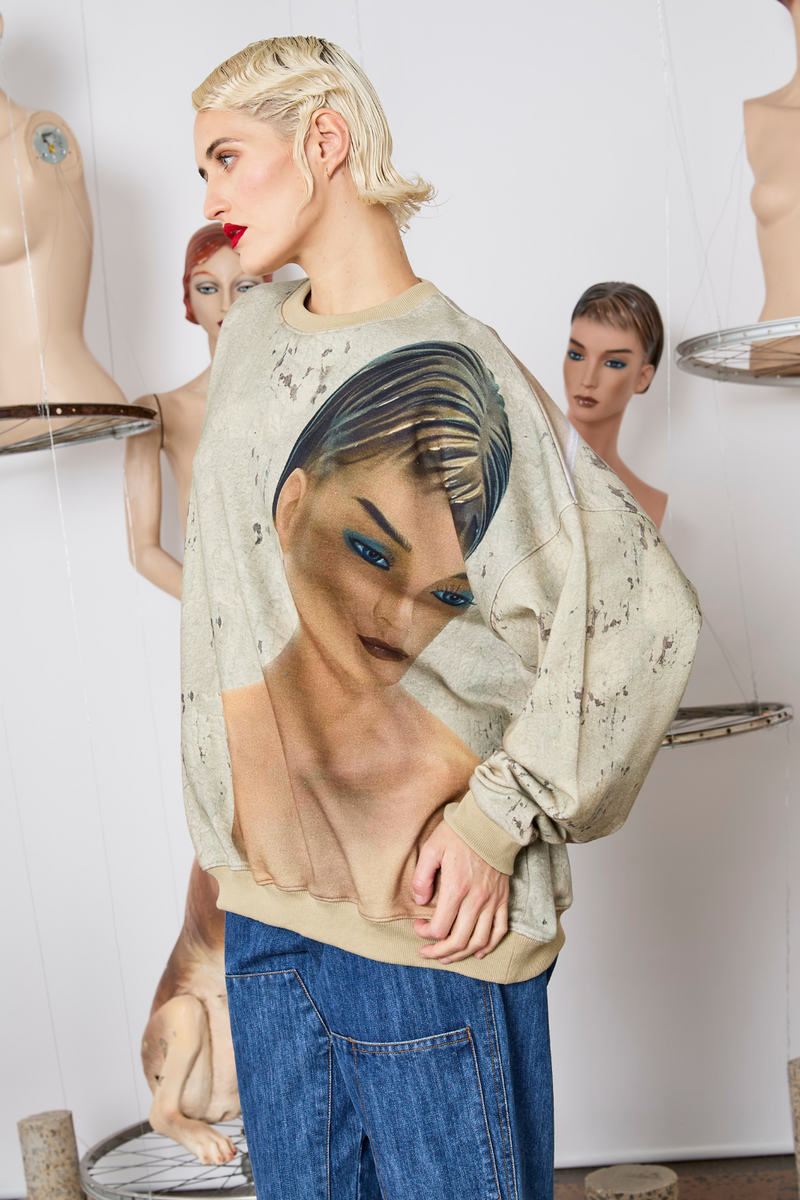 M.A.Dainty Classica Jumper Blue Eyes Print