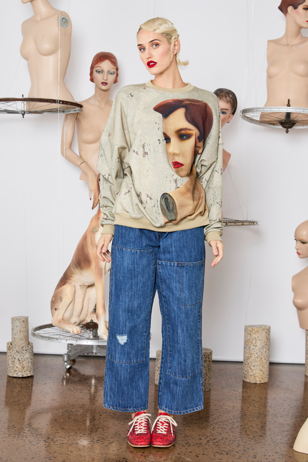M.A.Dainty Classica Jumper Green Eyes Print