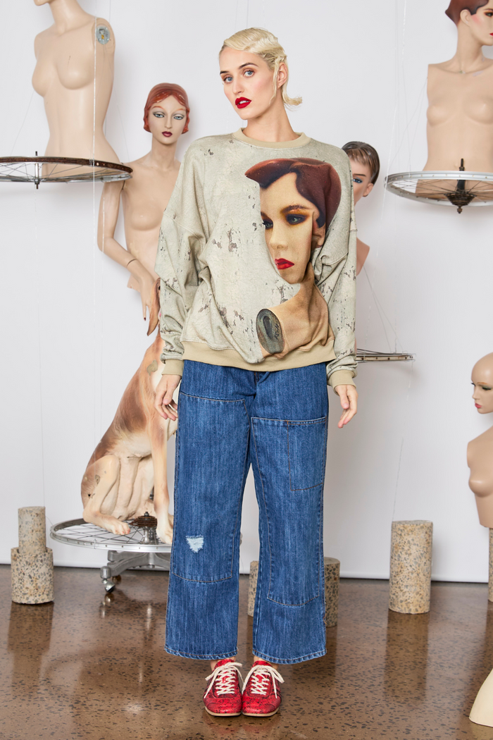 M.A.Dainty Classica Jumper Green Eyes Print