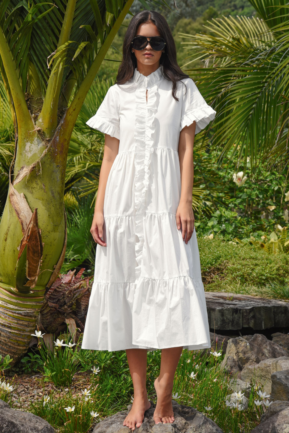 Coop Frillaxed Dress White Pre-Order