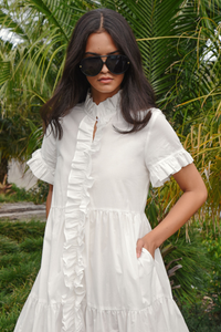 Coop Frillaxed Dress White Pre-Order