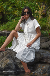 Coop Frillaxed Dress White Pre-Order