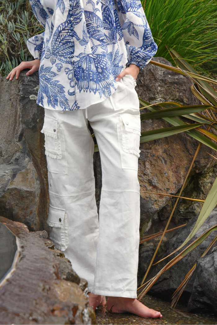 Coop Linen on the Edge Pants White Pre-Order