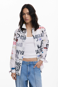 Desigual Cotton Shirt with Letters Pre-Order