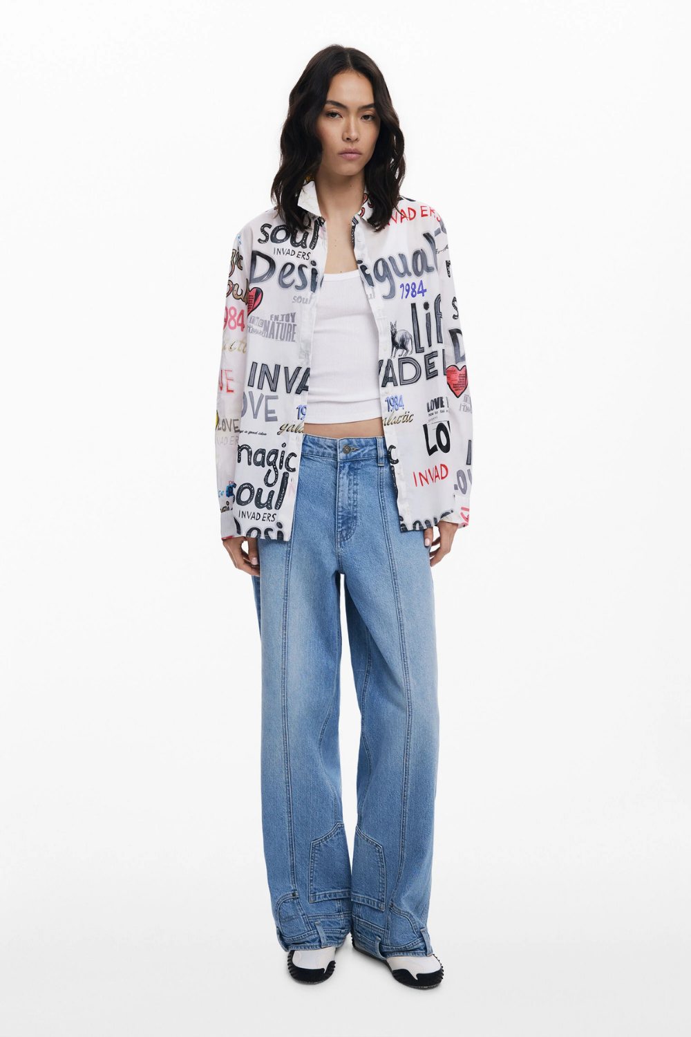 Desigual Cotton Shirt with Letters Pre-Order