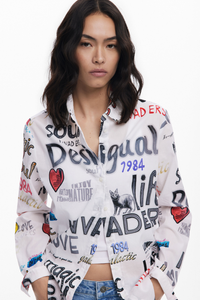 Desigual Cotton Shirt with Letters Pre-Order