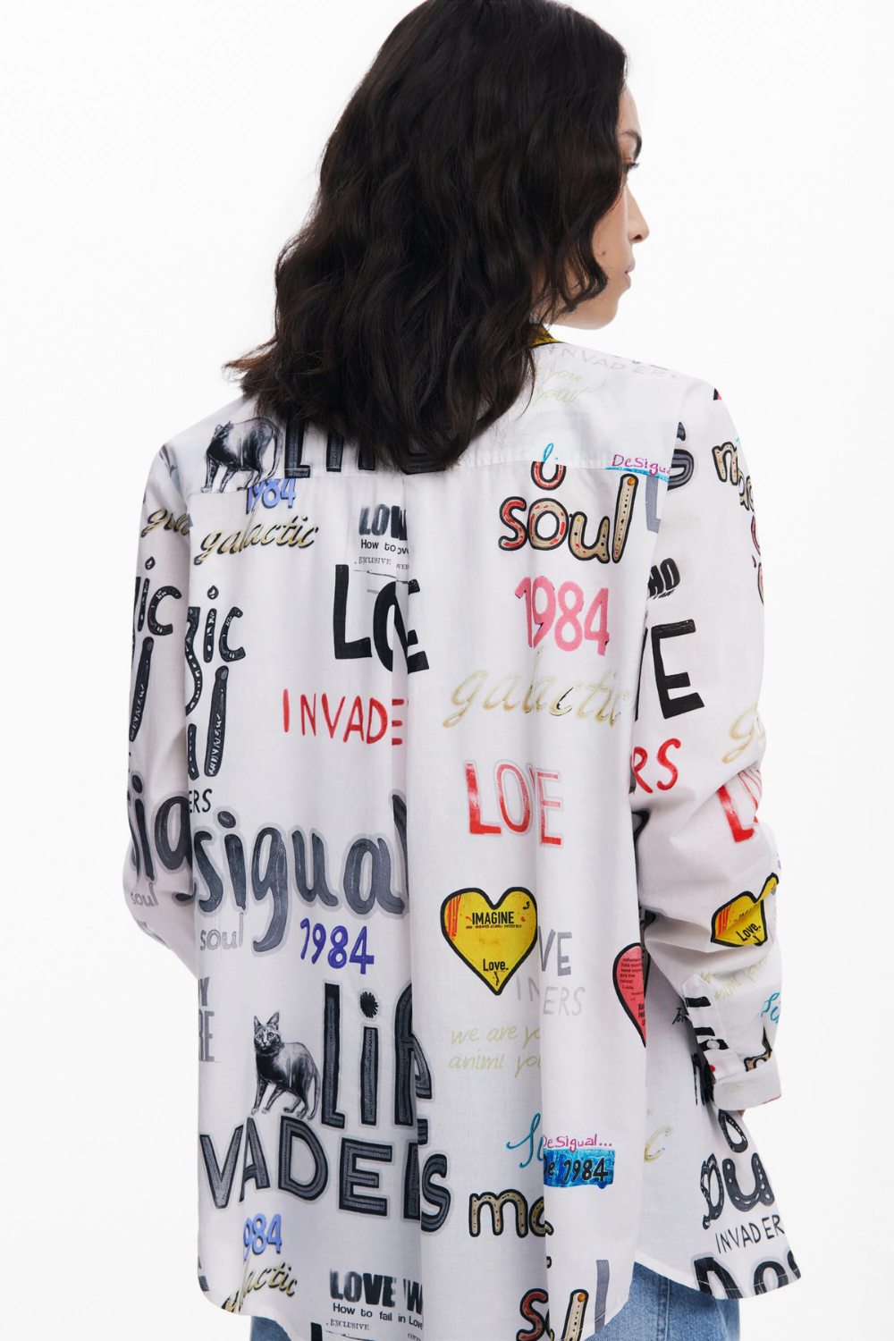 Desigual Cotton Shirt with Letters Pre-Order
