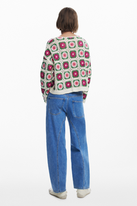 Desigual Crochet Knit Cardigan Ivory