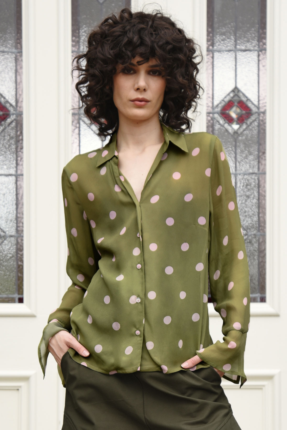 Curate Conscious Chic Blouse Pink Green Pre-Order