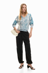 Desigual Abstract Knit Sweater Blue