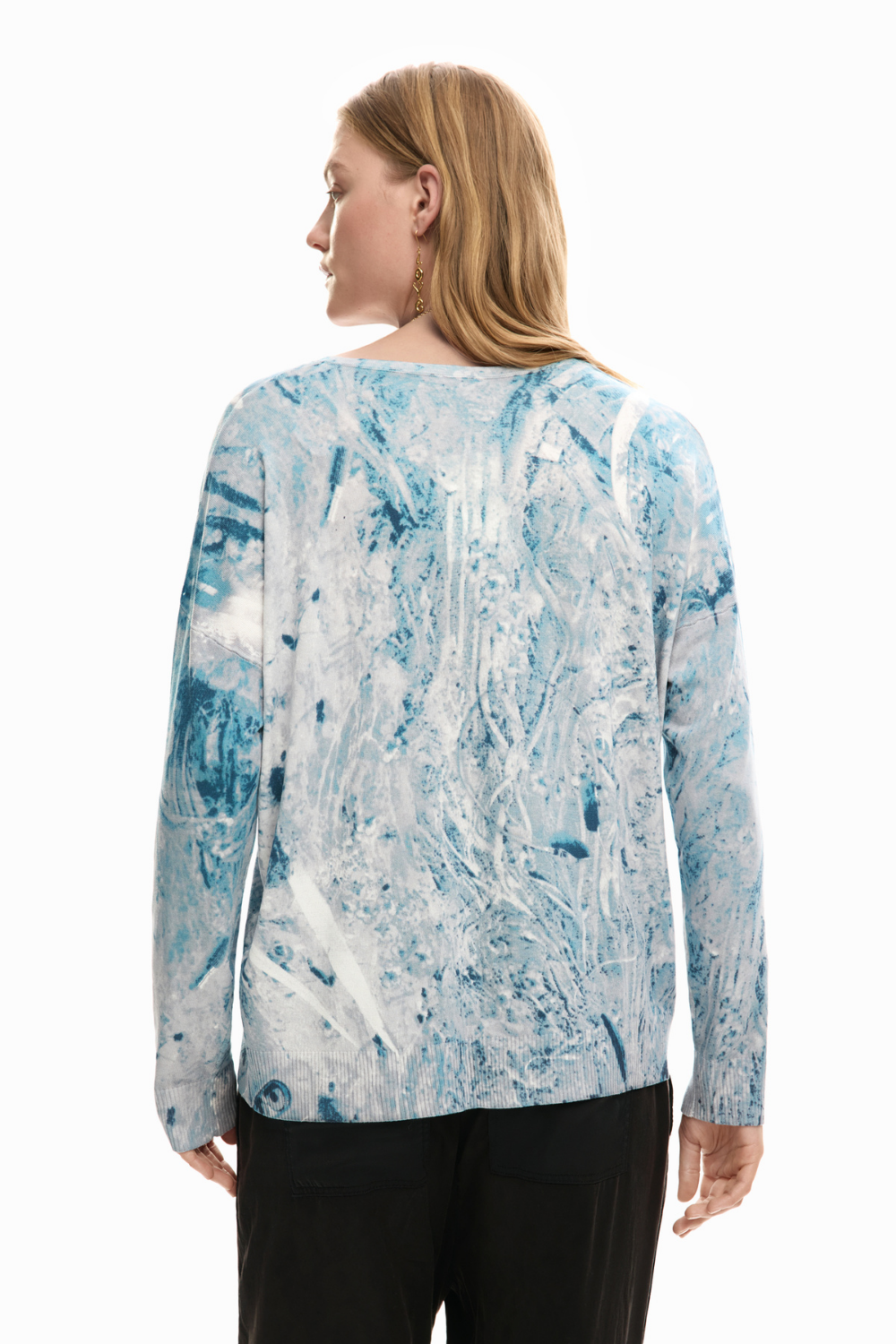 Desigual Abstract Knit Sweater Blue