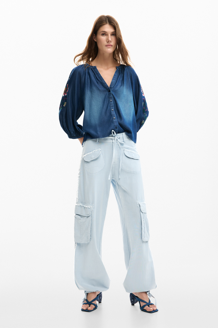 Desigual Cargo Pants Light Blue