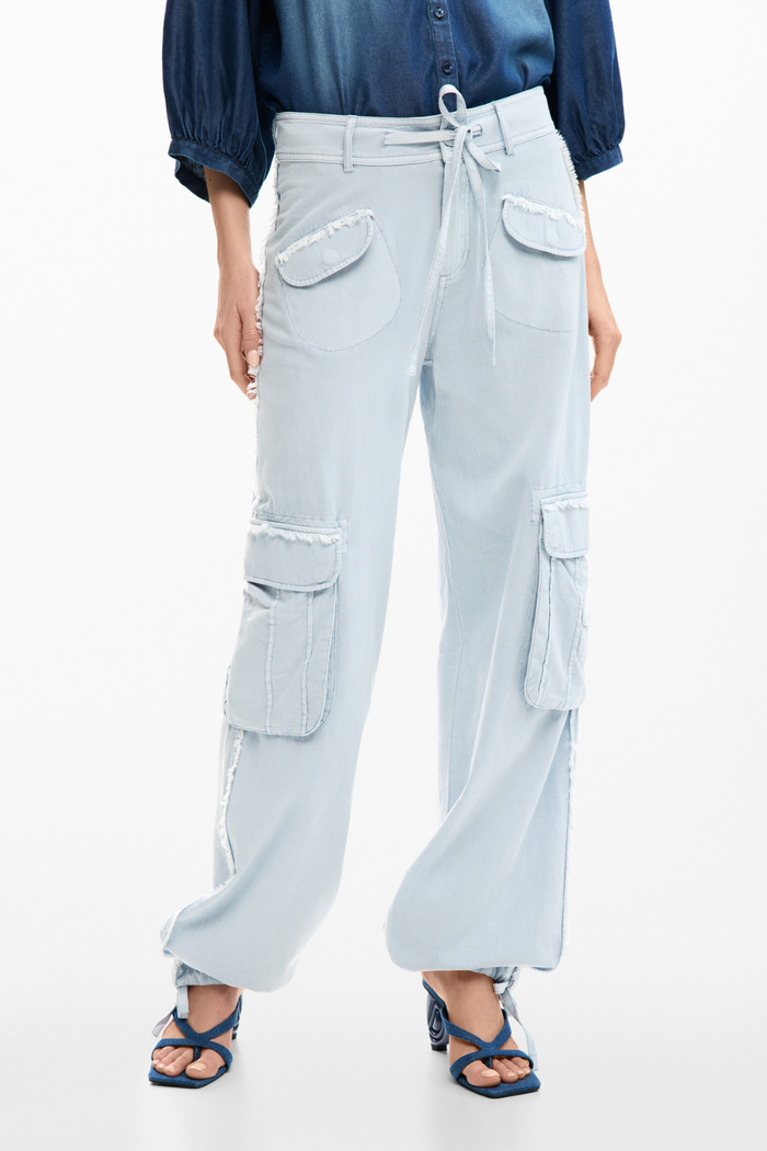 Desigual Cargo Pants Light Blue