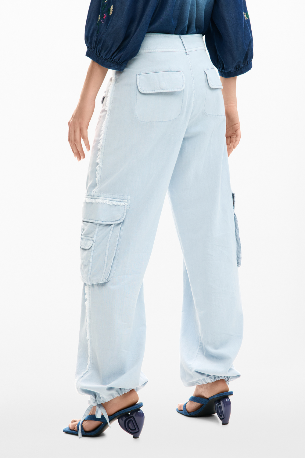 Desigual Cargo Pants Light Blue