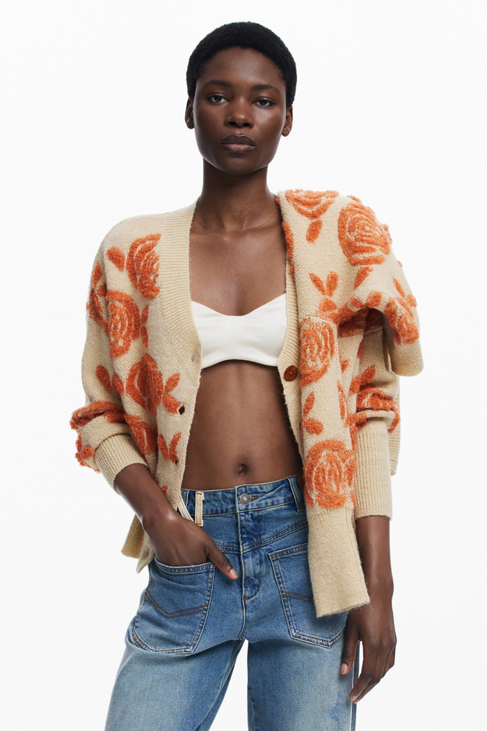 Desigual Carter Cardigan Orange Floral