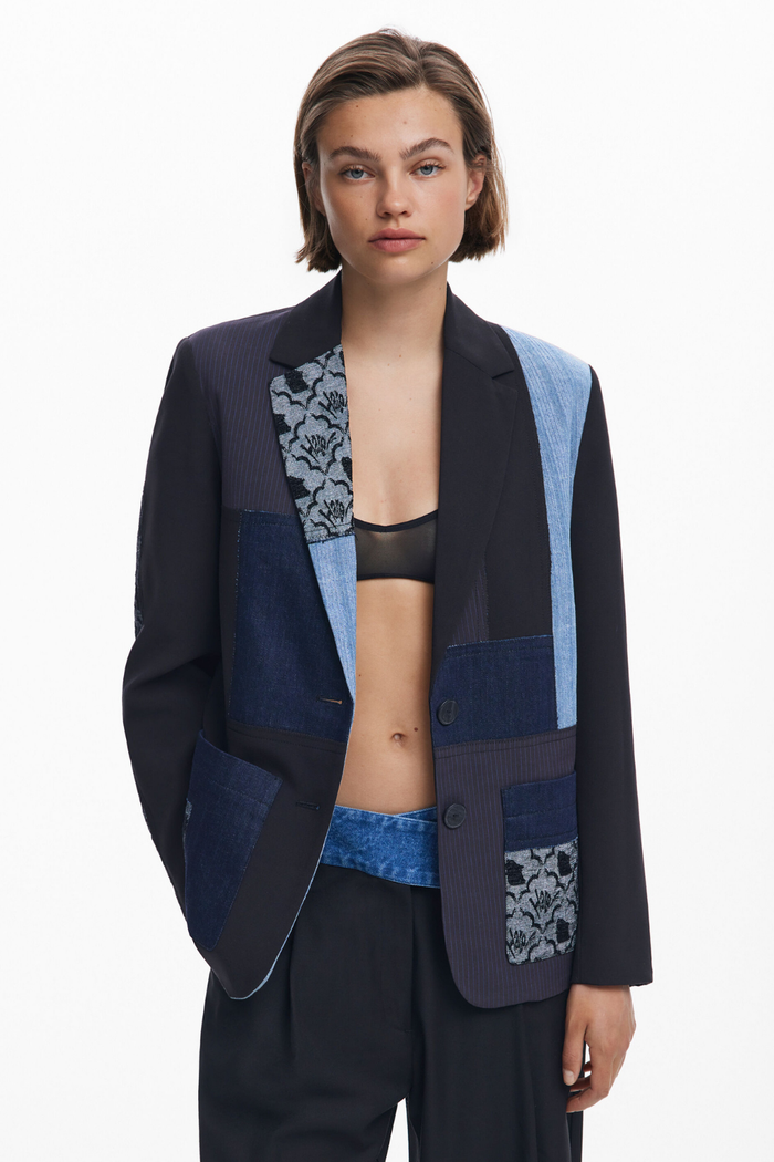 Desigual Chaq Denim Textures Blazer Black