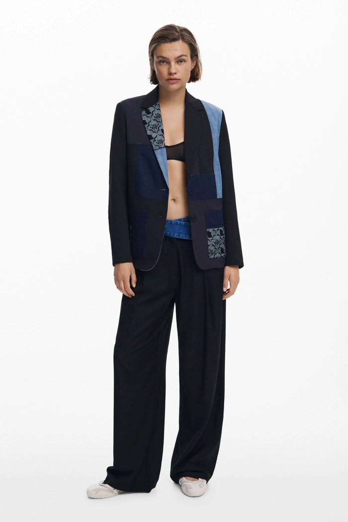 Desigual Chaq Denim Textures Blazer Black