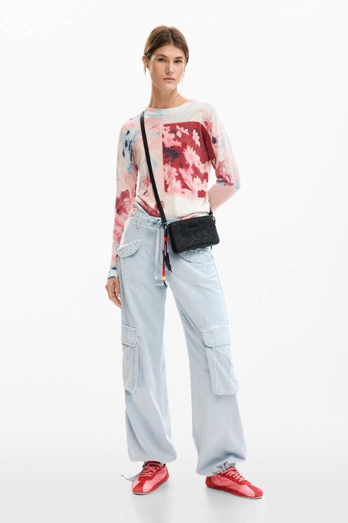 Desigual Collage Knit Sweater Pink