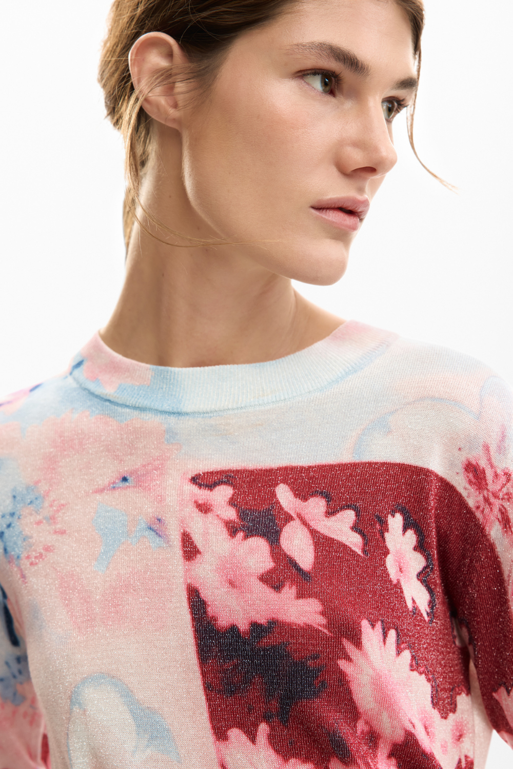 Desigual Collage Knit Sweater Pink