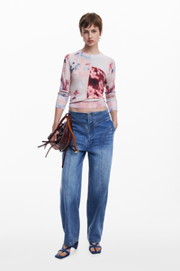 Desigual Collage Knit Sweater Pink