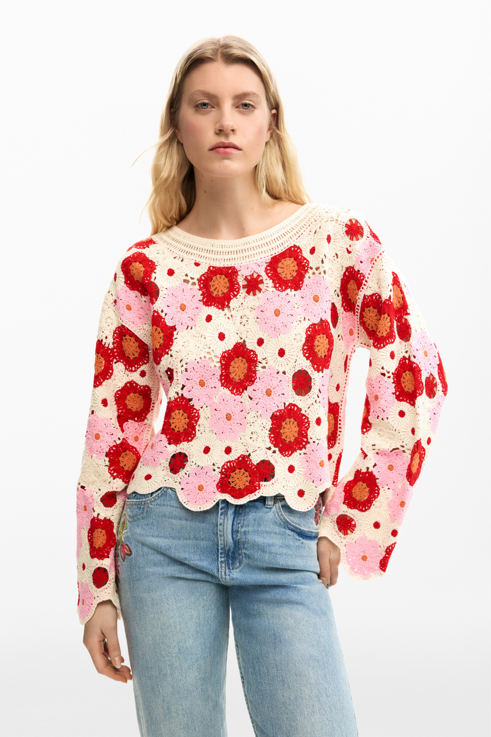 Desigual Crochet Floral Knit