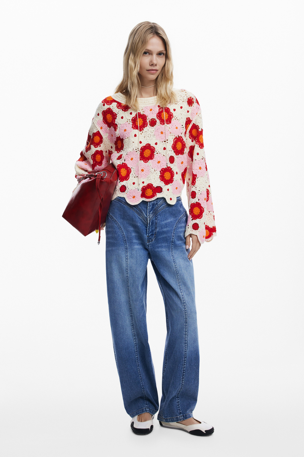 Desigual Crochet Floral Knit